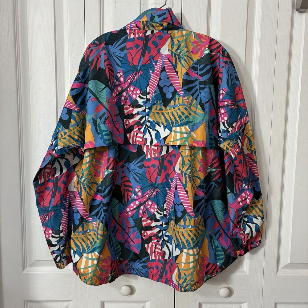 LJ by Lauren James Sz XL Colorful Floral Pullover Wind Rain Hooded Jacket - Picture 9 of 12